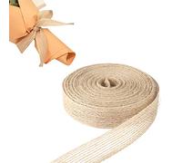 Gunwon 1Rolls Natural Burlap Ribbon Jute Ribbon,10M Jute Burlap Ribbon,2cm Wide Hessian Ribbon,Brown Ribbon Roll,Craft Jute Band for Decorating Wedding Gifts and Christmas Wreaths DIY Sewing Project