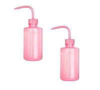 Gunwon 2Pcs Pink Safety Wash Bottle Plastic Squeeze Bottle with Cap,No Spill Bend Mouth Watering Cans Scale Labels Safety Wash Bottle,Safety Lab Narrow Mouth Plastic Squeeze Bottles for Plan Lab