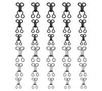 Gunwon 30 Sets Bra Sewing Hooks and Eyes Closure, 3 Sizes Sewing Hooks Coat Hook Fastener, Sewing Hooks and Eyes for Sewing Bra and Clothing Skirts Coats Metal Eyes Fasteners (Silver, Black)