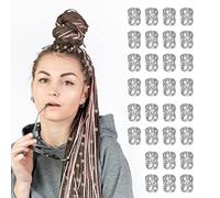 Gunwon 30pcs Hair Braid Rings Dreadlocks,Aluminum Dread Locks Beads,Dreadlocks Jewelry,Adjustable Metal Cuffs Jewelry Clips Braids Accessories Braiding Decor(Silver,8mm), 1.0 count, Pack of 1