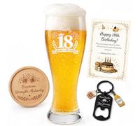guobinZH 18th Birthday Gifts for Boys Pint Glass 580ML with Wooden Coaster