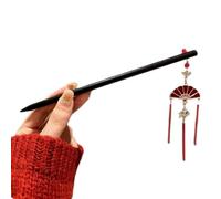 Guochao Red Hairpin Wooden Ancient Hanfu Wedding Headpiece