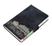 Guochao Super Thick Imitation Leather Notebook Students Simple and Practical-Black (one Page a Day)