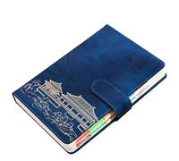 Guochao Super Thick Imitation Leather Notebook Students Simple and Practical-Blue (one Page a Day)