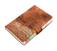 Guochao Super Thick Imitation Leather Notebook Students Simple and Practical-Brown (one Page a Day)