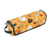 GuoChe 2-in-1 Curling Iron Travel Case with Heat Resistant Mat Hair Tools Organizer Storage Bag for Hot Tools Curling Iron Flat Irons Hair Volumizer Styler, Orange Halloween Spirit Pumpkin -4