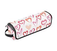GuoChe 2-in-1 Curling Iron Travel Case with Heat Resistant Mat Waterproof Portable Open Flat Travel Bag for Straigheners, Curling Iron, Hair Dryer, Cute Red Peach Hearts Valentines Day Travel