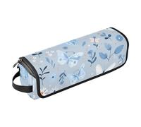 GuoChe 2-in-1 Curling Iron Travel Case with Heat Resistant Pad Curling Iron Travel Holder Storage Bag for Flat Iron Hot Tools and Haircare Accessories, Cute Butterflies and Flowers Pastel Blue, Cute