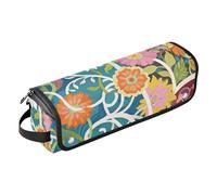GuoChe 2-in-1 Curling Iron Travel Case with Iron Mat Heating Tools Travel Bag Organizer for Hot Tools Curling Iron Flat Irons Hair Volumizer Styler, Rich Toned Floral Swirl