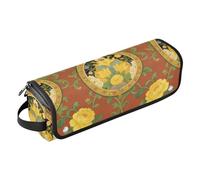 GuoChe 2-in-1 Curling Iron Travel Case with Iron Mat Waterproof Hair Tools Travel Organizer for Flat Irons, Straighteners, Curling Irons, Rich Red & Yellow Floral