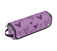 GuoChe 2 in 1 Hair Tools Organizer with Removable Heat Resistant Mat Waterproof Curling Iron Travel Case for Straigheners, Curling Iron, Hair Dryer, Doodle Purple Heart Love Valentine Days Trave
