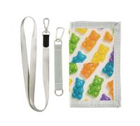 GuoChe 3d Gummy Bears Infinite Pattern (1) Trifold Fold Wallet for Male Unique Casual Fold Wallet with Lanyard