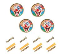 GuoChe 4 Pack Cabinet Door Knobs Clown Making Funny Faces at The Circus Vintage Cabinet Knobs for Wardrobe 1.26"