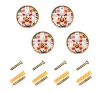 GuoChe 4 Pack Cabinet Door Knobs Happy Halloween Pumpkin Black Cat Halloween_4 Vintage Cabinet Knobs for Door and Drawer 1.26"(32mm)