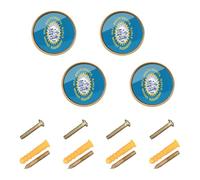 GuoChe 4 Pack Cabinet Door Knobs South Dakota State Flag Dresser Drawer Pulls for Wardrobe Wardrobe 1.26"