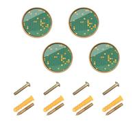 GuoChe 4 Pack Cabinet Knobs Bees Honeycomb Pattern Print Honey Hexagon Bees Hive - Green Closet Knobs for Wardrobe 1.26 Inch