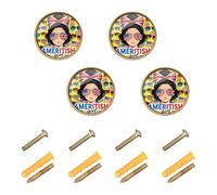 GuoChe 4 Pack Cabinet Knobs Half USA British America Great Britain UK USA Flag Girl Kitchen Knobs for Door and Drawer 1.26"(32mm)