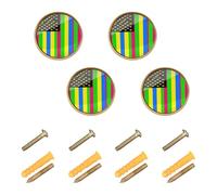 GuoChe 4 Pack Cabinet Knobs Rainbow USA Flag Gay Pride LGBT Closet Knobs for Cupboards 1.26"(32mm)