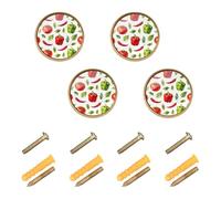 GuoChe 4 Pack Cabinet Knobs Red Pepper Tomato Kitchenred Pepper Tomato Kitchenred Pepper Tomato Kitchenred Pepper Tomato Kitchen Cabinet Knobs Gold for Dresser Drawers Dresser Drawers 1.26 Inch