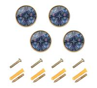 GuoChe 4 Pack Cabinet Pulls and Knobs Cottagecore Luna Witchy Blue Butterfly Mushroom Flower Vintage Cabinet Knobs for Wardrobe 1.26 Inch