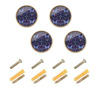 GuoChe 4 Pack Cabinet Pulls and Knobs Cottagecore Luna Witchy Blue Butterfly Mushroom Flower Vintage Cabinet Knobs for Wardrobe 1.26 Inch