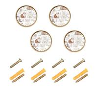 GuoChe 4 Pack Cabinet Pulls and Knobs Mighty Selkirk Rex Cats White_3 Boho Dresser Knobs Gold for Door and Drawer 1.26 Inch (32mm)
