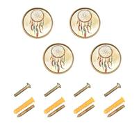 GuoChe 4 Pack Cabinet Pulls and Knobs Western Cowboy Dream Catchers Tribal Boho Snakes Yellow_08699_2 Boho Dresser Knobs Gold for Cupboards 1.26"