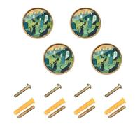 GuoChe 4 Pack Dresser Pulls and Knobs Black Cats are Prowling Around A Cemetery Filled with Tombstones Vintage Cabinet Knobs for Door and Drawer 1.26"(32mm)