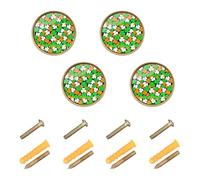 GuoChe 4 Pack Dresser Pulls and Knobs Irish Flag Shamrock for Ireland Lover Dresser Drawer Pulls for Wardrobe 1.26 Inch