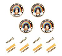 GuoChe 4 Pack Dresser Pulls and Knobs Rainbow Maine Coon Ew People Fantasy Creature Cat Modern Knobs for Wardrobe 1.26 Inch
