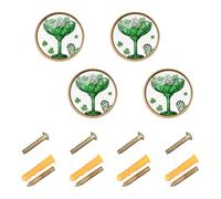 GuoChe 4 Pack Dresser Pulls and Knobs St. Patrick's Day Cheers to Luck Cocktail Cabinet Knobs Gold for Wardrobe Wardrobe 1.26"(32mm)