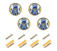 GuoChe 4 Pack Dresser Pulls and Knobs Ukraine Cat Floral Vintage Ukrainian Flag Modern Knobs for Dresser Drawers 1.26"(32mm)