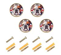 GuoChe 4 Pack Dresser Pulls and Knobs Union Jack Flag Dog Great Britain Design UK Flag Modern Knobs for Dresser Drawers 1.26"(32mm)