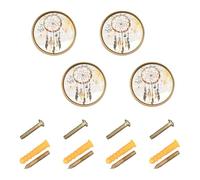 GuoChe 4 Pack Dresser Pulls and Knobs Western Cowboy Dream Catchers Tribal Boho Snakes Yellow_08699_4 Dresser Drawer Pulls for Cupboards 1.26 Inch (32mm)