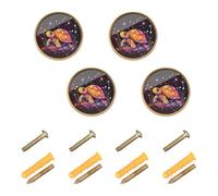 GuoChe 4 Pack Hardware for Cabinets and Drawers Cute Eastern Box Turtle Boho Dresser Knobs Gold for Wardrobe Wardrobe 1.26 Inch