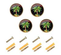GuoChe 4 Pack Hardware for Cabinets and Drawers Merry Christmas Palm Tree Light Hawaiian Tropical Christmas Vintage Cabinet Knobs for Door and Drawer 1.26"