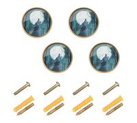 GuoChe 4 Pack Kitchen Cabinet Knobs and Handles A Werewolf is Howling at The Full Moon in The Forests Decorative Knob Closet Knobs for Door and Drawer Door and Drawer 1.26 Inch (32mm)