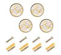 GuoChe 4 Pack Kitchen Cabinet Knobs and Handles Beige Background Rabbit Duck Floral Boho Dresser Knobs Gold for Kitchen Kitchen 1.26"(32mm)