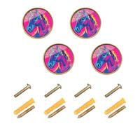GuoChe 4 Pack Kitchen Cabinet Knobs and Handles Enchanted Mare Blush Art Print Kitchen Knobs for Door and Drawer 1.26"
