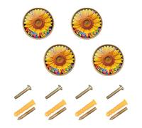 GuoChe 4 Pack Kitchen Cabinet Knobs and Handles National Hispanic Heritage Month Latino Flags Sunflower Modern Knobs for Dresser Drawers 1.26"(32mm)