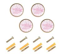 GuoChe 4 Pack Knobs for Cabinets and Drawers Blush Coastal Town Palm Tree Seamless Pattern Cute Summer Beach House Design for Tropical & Coastal Cabinet Knobs Gold for Dresser Drawers 1.26 Inch