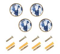 GuoChe 4 Pack Knobs for Cabinets and Drawers Funny Turkish Angora Cats Navy Blue_1 Closet Knobs for Cupboards 1.26"(32mm)