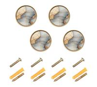 GuoChe 4 Pack Knobs for Cabinets and Drawers Marble Beige Grey Closet Knobs for Kitchen 1.26 Inch (32mm)