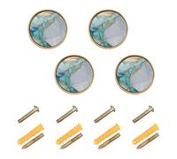 GuoChe 4 Pack Knobs for Cabinets and Drawers Marble White Turquoise Vintage Cabinet Knobs for Dresser Drawers 1.26 Inch (32mm)
