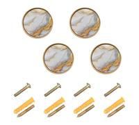 GuoChe 4 Pack Knobs for Cabinets and Drawers Marble White Yellow Kitchen Knobs for Door and Drawer 1.26 Inch (32mm)