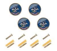 GuoChe 4 Pack Knobs for Cabinets and Drawers North Dakota State Flag Modern Knobs for Wardrobe Wardrobe 1.26 Inch (32mm)