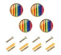 GuoChe 4 Pack Knobs for Cabinets and Drawers Pride Month Colorful Stripe Modern Knobs for Wardrobe 1.26"