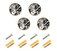 GuoChe 4 Pack Knobs for Cabinets and Drawers Rock Cat Playing Guitar Funny Guitar Cat Small Cabinet Knobs Gold for Dresser Drawers 1.26"(32mm)