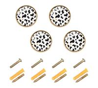 GuoChe 4 Pack Knobs for Cabinets and Drawers Simple Cow Print Pattern Vector Art Style Dresser Drawer Pulls for Wardrobe 1.26"(32mm)