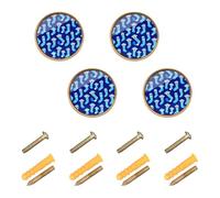 GuoChe 4 Pack Knobs for Cabinets and Drawers Sock Monkeys Cute Animals Monkey Lover Pattern Blue Modern Knobs for Wardrobe 1.26 Inch
